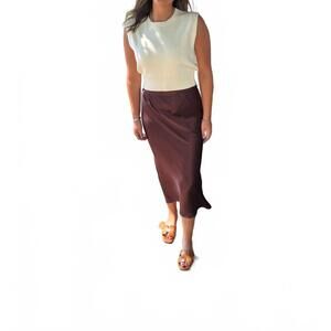 NEW BOBI midi bias cut skirt in umber